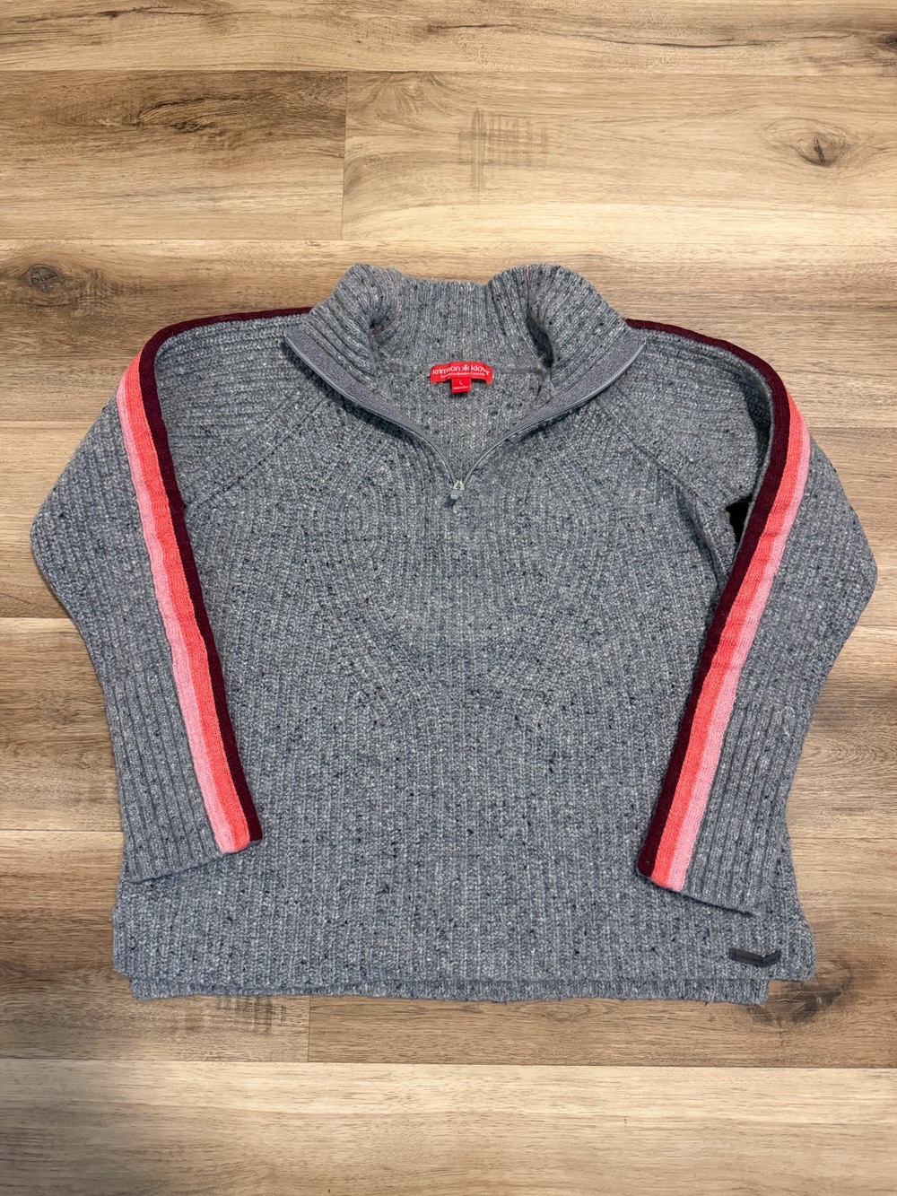 Krimson Klover Women’s Merino Wool Alpaca Blend 1/4 Zip Sweater Size L Grey